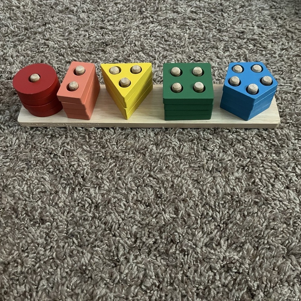 Toddler Wooden Shape Puzzle Colorful Stacking Set